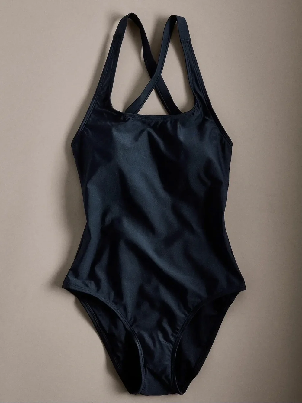 Quince Italian Cross-Back One-Piece Swimsuit Black Size XL E100